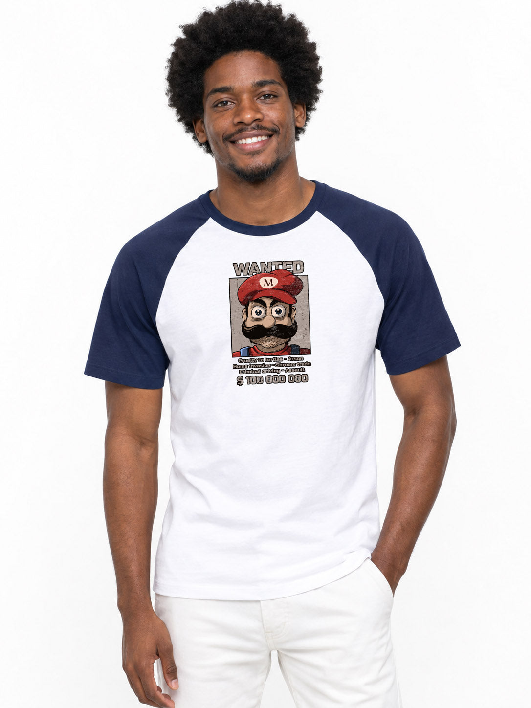 Baseball-T-Shirt Fruit of the Loom Wanted Mario