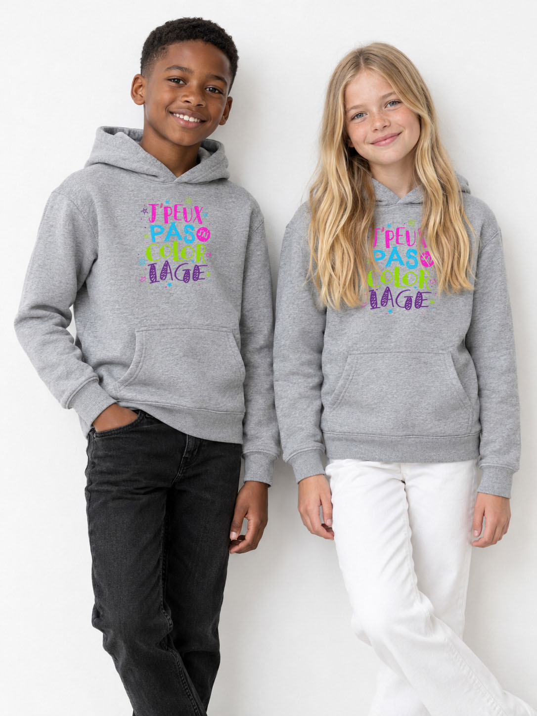Kinder-Kapuzenpullover „Ich kann nicht, ich muss ausmalen“