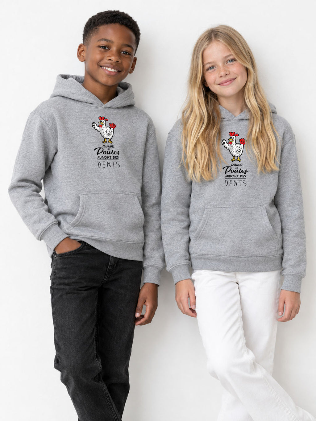 Kinder-Kapuzenpullover „Wenn die Hühner Zähne haben“