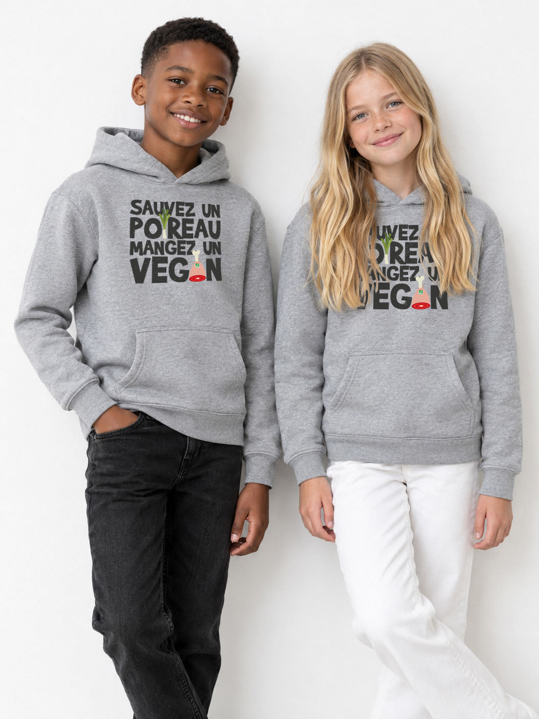 Kinder-Kapuzenpullover vegan/Lauch