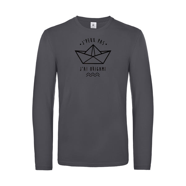 Originelles Langarm-T-Shirt für Herren – Ich kann nicht, ich muss Origami machen