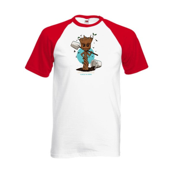 T-shirt fruit of the loom baseball  couleur White/Red