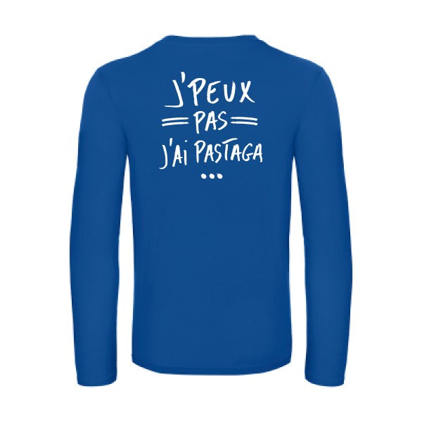 j peux pas j ai pastaga - t shirt- manches- longues- original- humour- Royal Blue impression Dos