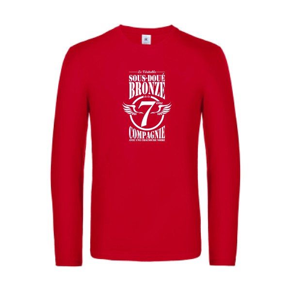 7eme compagnie crew - t shirt- manches- longues- original- humour- Red impression Face