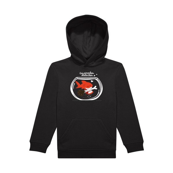 sweat capuche enfant Black Qui-aime-bien-chatie-bien..