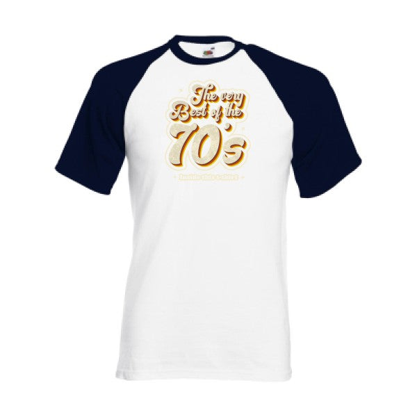 T-shirt fruit of the loom baseball  70s  couleur White/Deep Navy