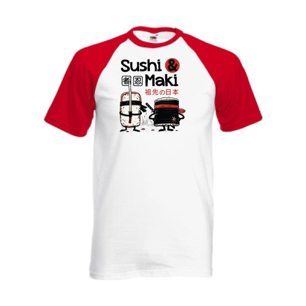 T-shirt fruit of the loom baseball  couleur White/Red