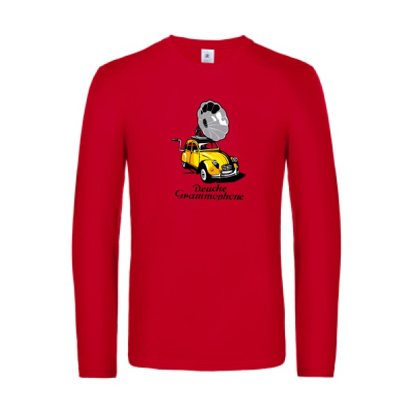 deuche-grammophone-3-t-shirt-manches-longues-original-humour -Red