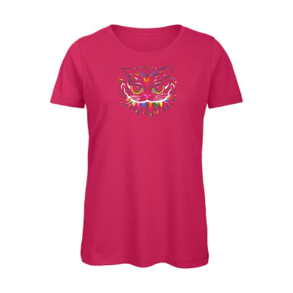 Le-chat-du-Cheshire- - t-shirt original femme Fuchsia