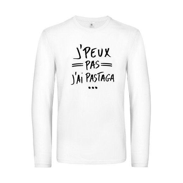 j peux pas j ai pastaga - t shirt- manches- longues- original- humour- White impression Face