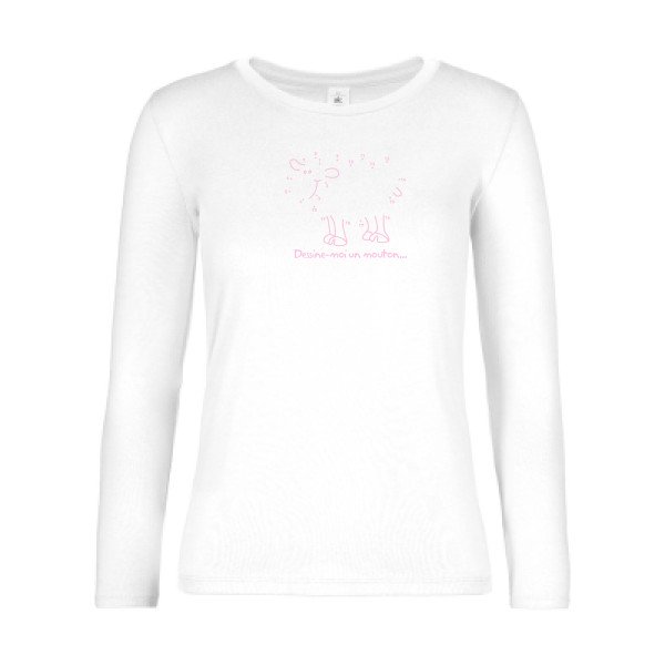 t-shirt lsl femme Dessine-moi-un-mouton White flex Rose
