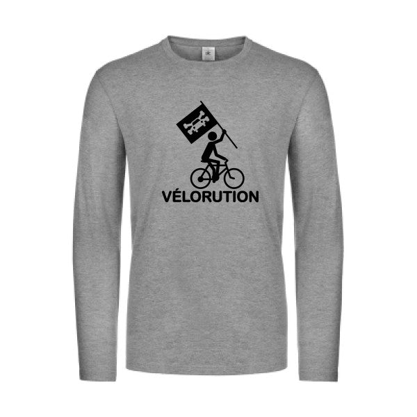 velorution - t shirt- manches- longues- original- humour- Sport Grey impression Face