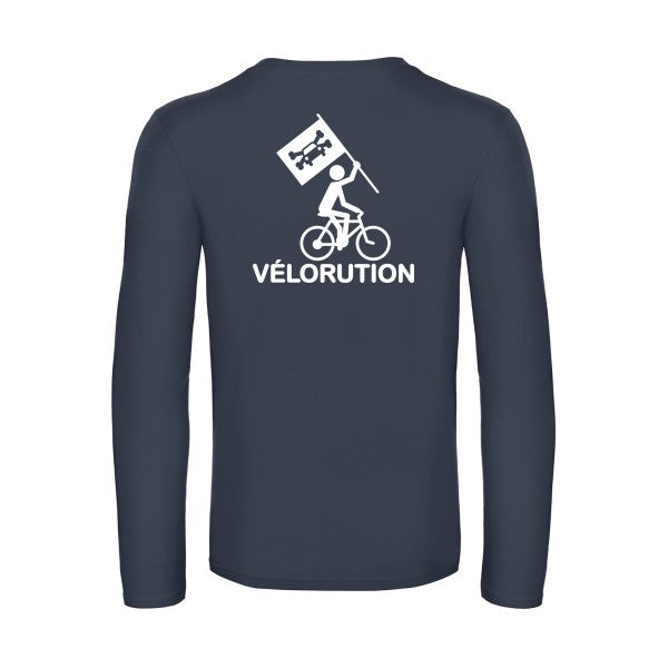 velorution - t shirt- manches- longues- original- humour- Navy impression Dos