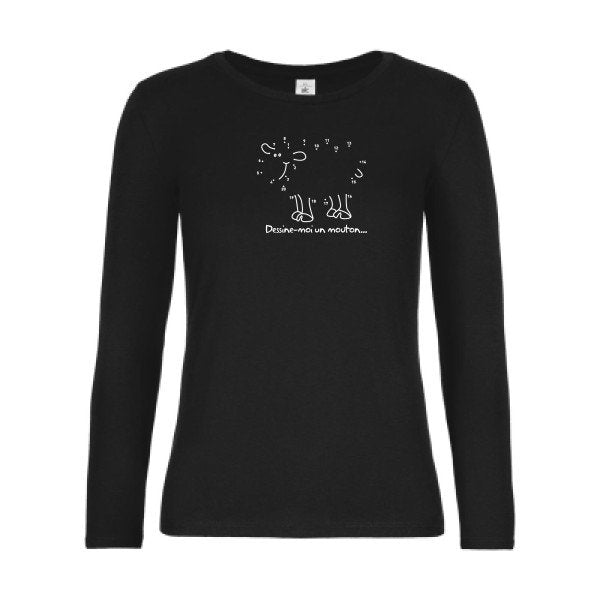 t-shirt lsl femme Dessine-moi-un-mouton Black flex blanc
