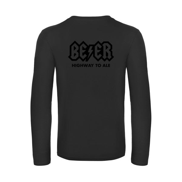 highway to ale - t shirt- manches- longues- original- humour- Black impression Dos