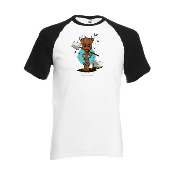 T-shirt fruit of the loom baseball  couleur White/Black