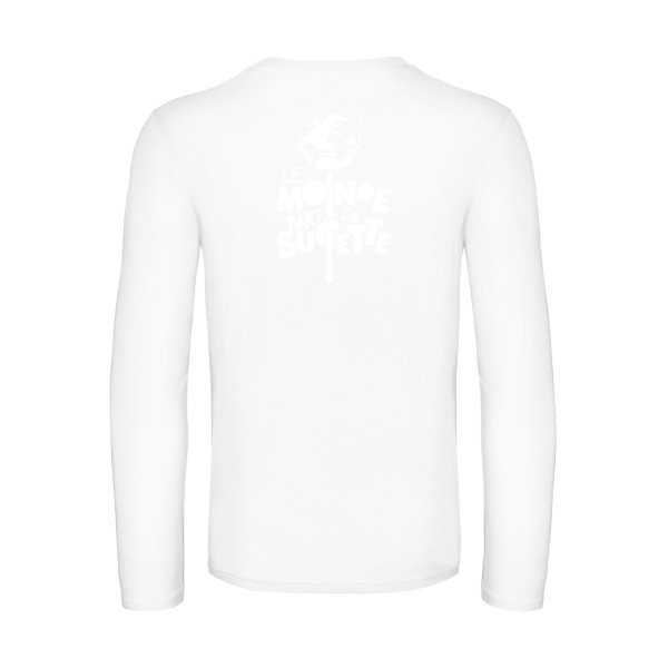 le monde part en sucette - t shirt- manches- longues- original- humour- White impression Dos