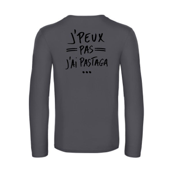 j peux pas j ai pastaga - t shirt- manches- longues- original- humour- Dark Grey impression Dos