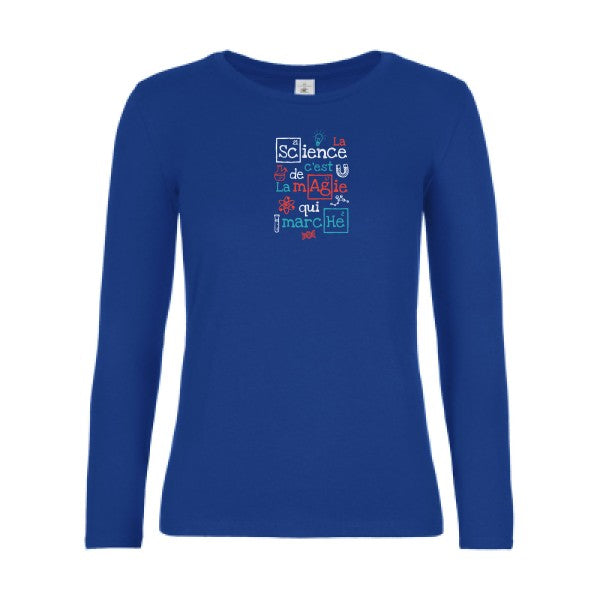 t-shirt lsl femme humour-et-Science-B&C-E190-LSL-women--T-shirt-femme-manches-longues Royal Blue flex 