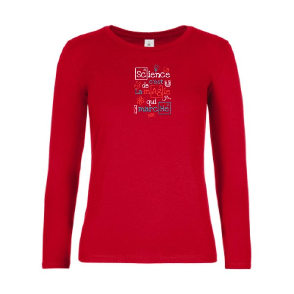 t-shirt lsl femme humour-et-Science-B&C-E190-LSL-women--T-shirt-femme-manches-longues Red flex 