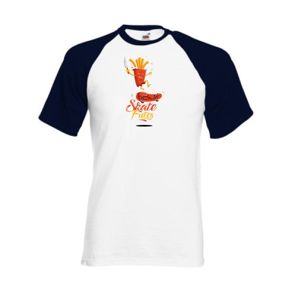 T-shirt fruit of the loom baseball  SKATE  couleur White/Deep Navy