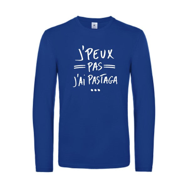 j peux pas j ai pastaga - t shirt- manches- longues- original- humour- Royal Blue impression Face