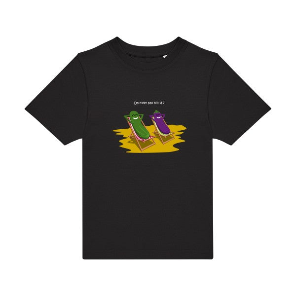 t-shirt humour enfant -On-n-est-pas-bio-la-?- couleur  Black