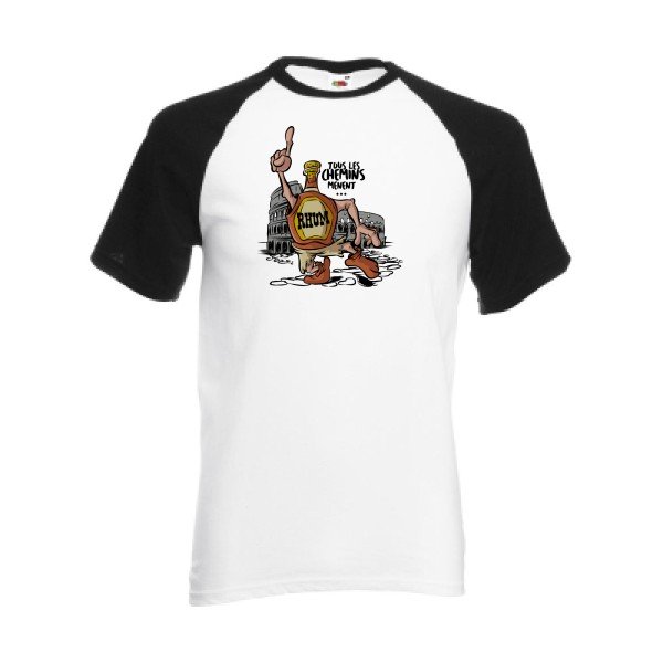 T-shirt fruit of the loom baseball  couleur White/Black