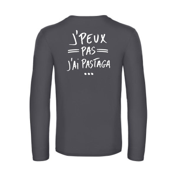 j peux pas j ai pastaga - t shirt- manches- longues- original- humour- Dark Grey impression Dos