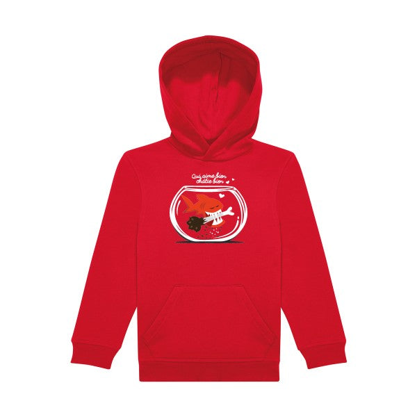 sweat capuche enfant Red Qui-aime-bien-chatie-bien..