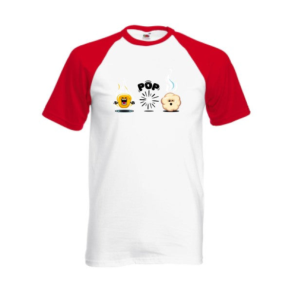 T-shirt fruit of the loom baseball  King of the POP  couleur White/Red