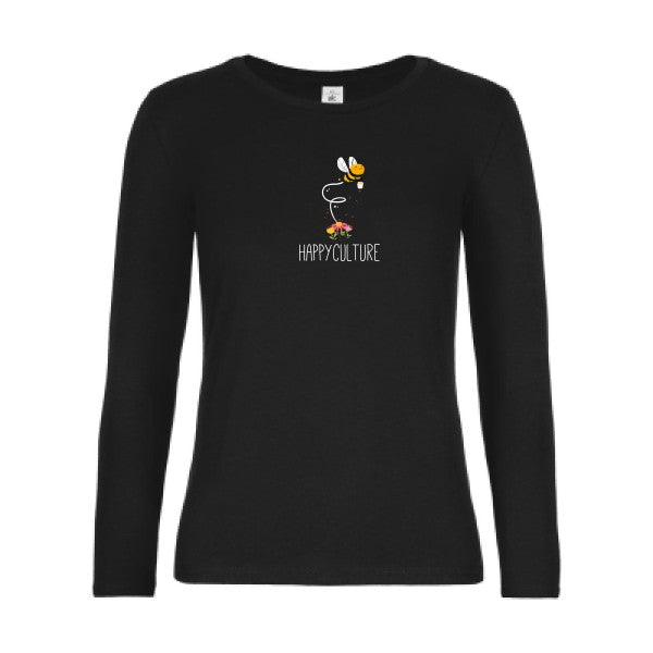 t-shirt lsl femme happy-  Black flex 