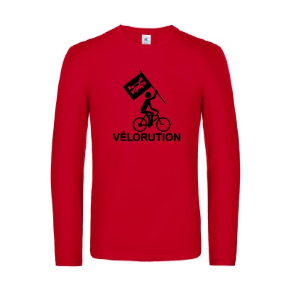 velorution - t shirt- manches- longues- original- humour- Red impression Face