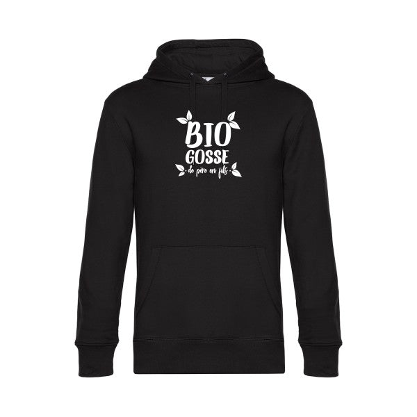 BIO-GOSSE- sweat shirt original Black flex Blanc impression Face