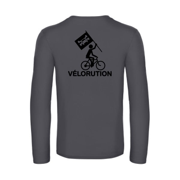 velorution - t shirt- manches- longues- original- humour- Dark Grey impression Dos