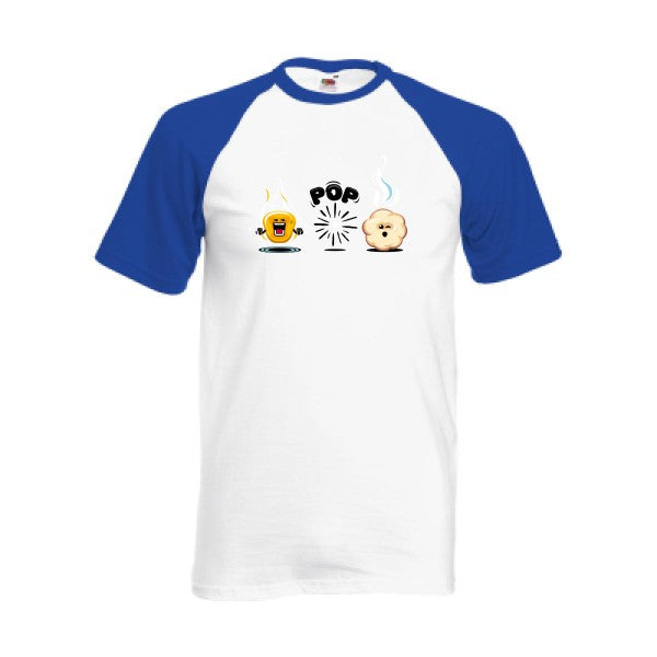 T-shirt fruit of the loom baseball  King of the POP  couleur White/Royal
