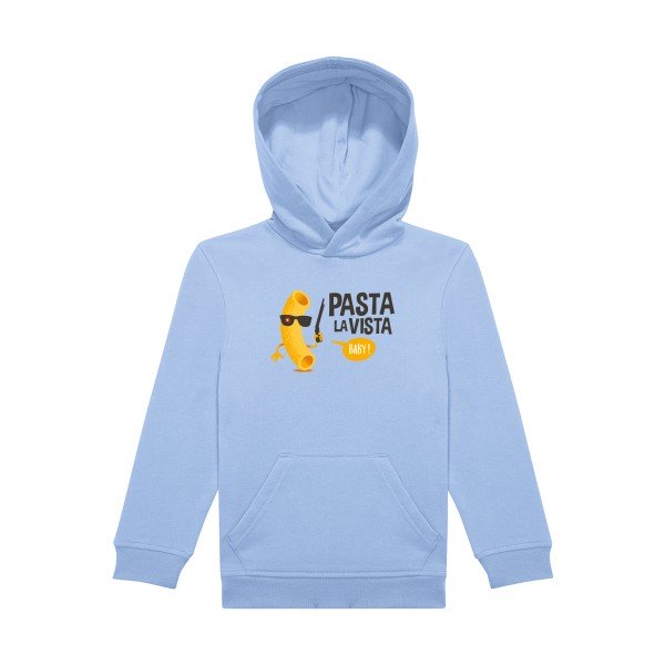 sweat capuche enfant Bleu Ciel Pasta-la-vista