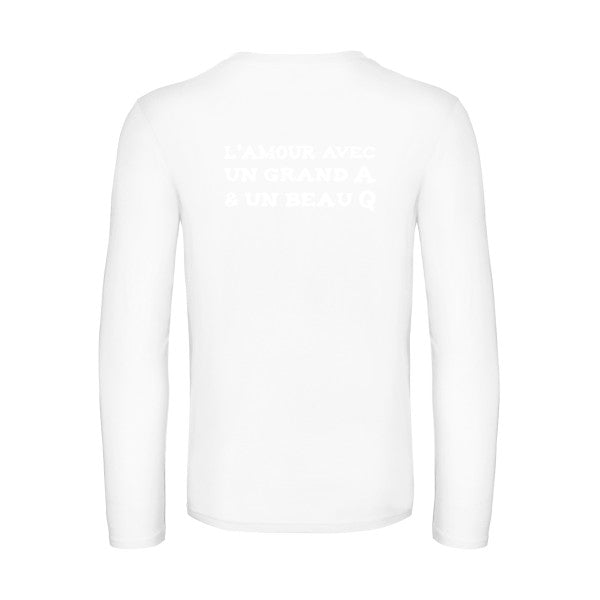 l amour avec un grand a et un beau q  - t shirt- manches- longues- original- humour- White impression Dos