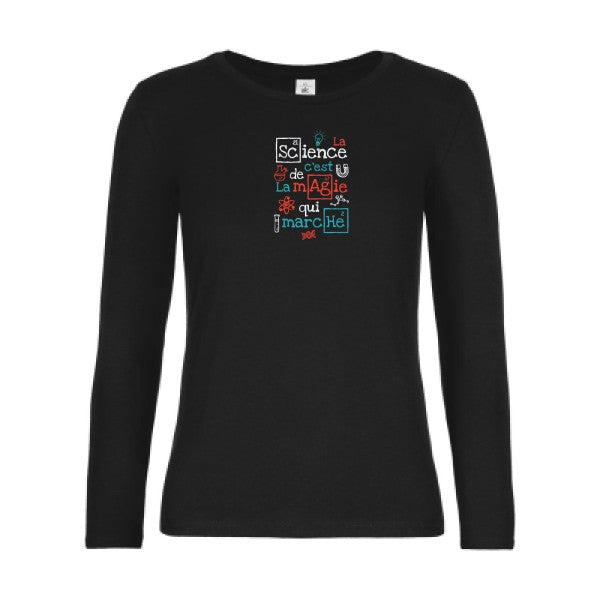 t-shirt lsl femme humour-et-Science-B&C-E190-LSL-women--T-shirt-femme-manches-longues Black flex 